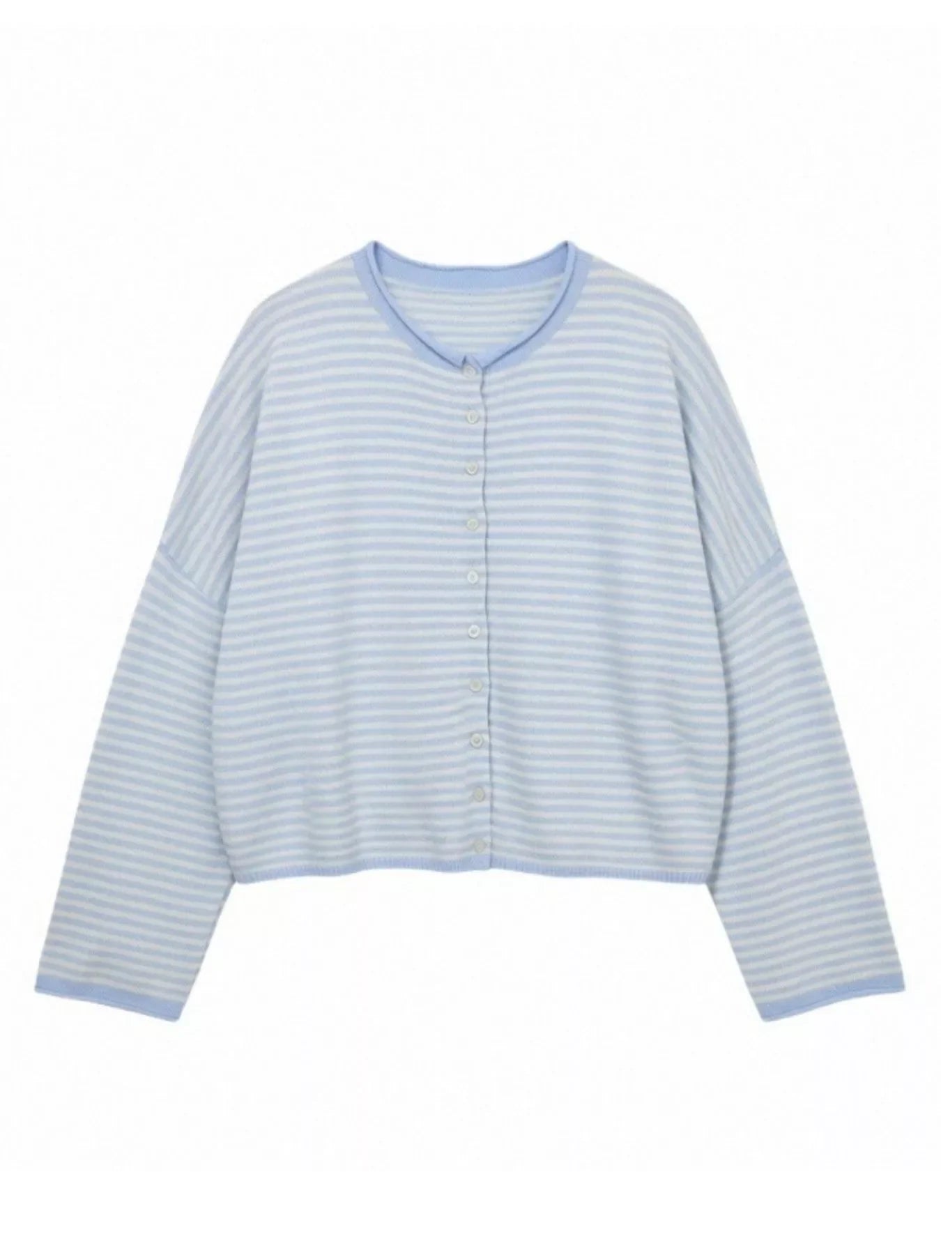 Button-Down Striped Knit Cardigan
