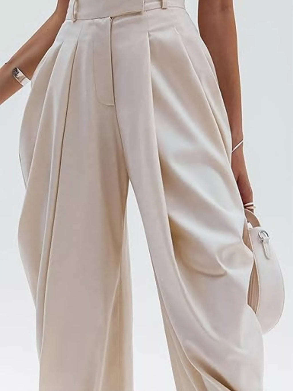 High-Waisted Pleated Drape Pants