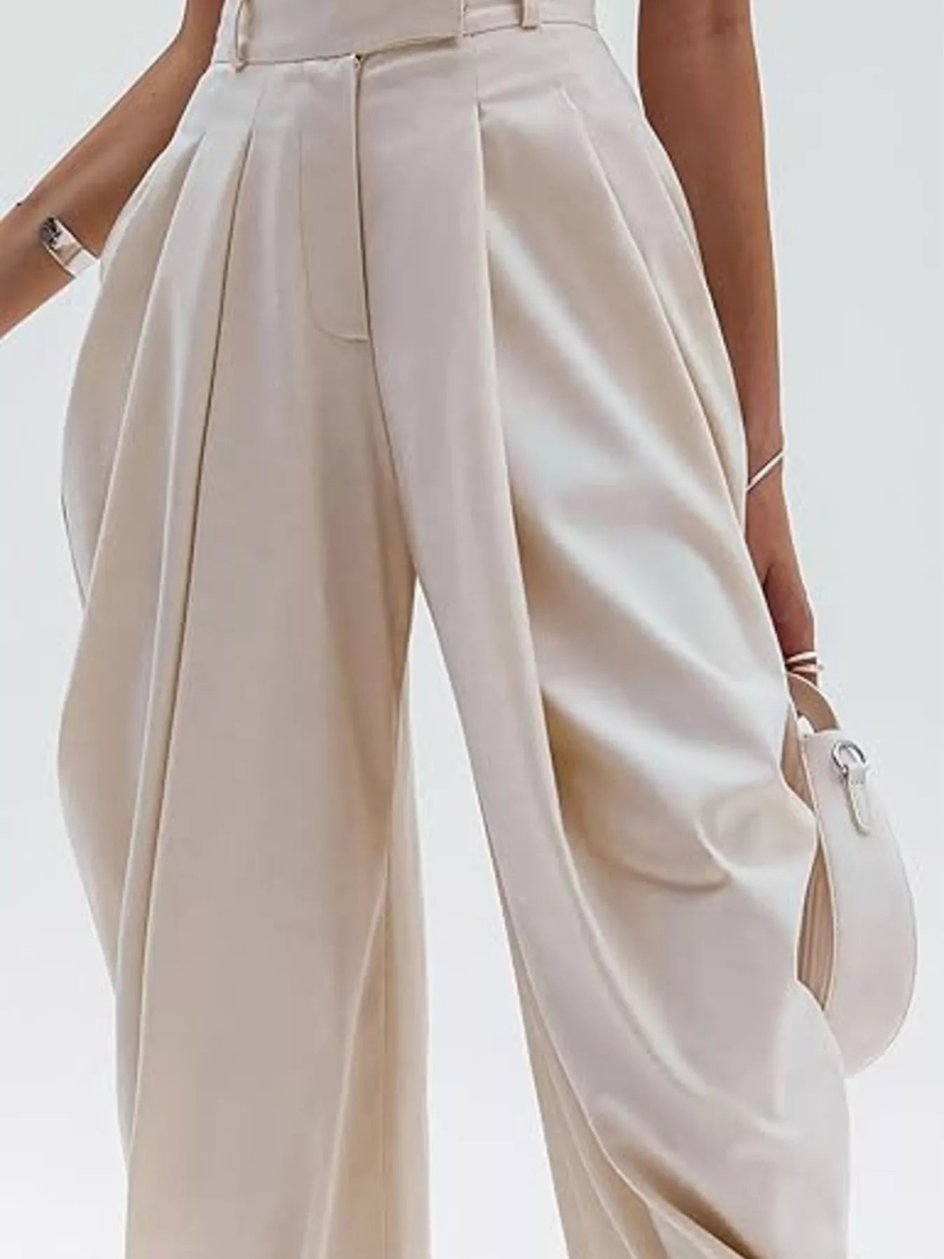 High-Waisted Pleated Drape Pants