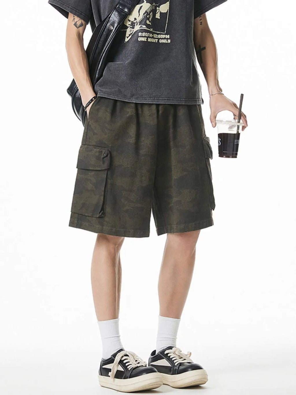 Men's Plus Size Camouflage Shorts with Pockets