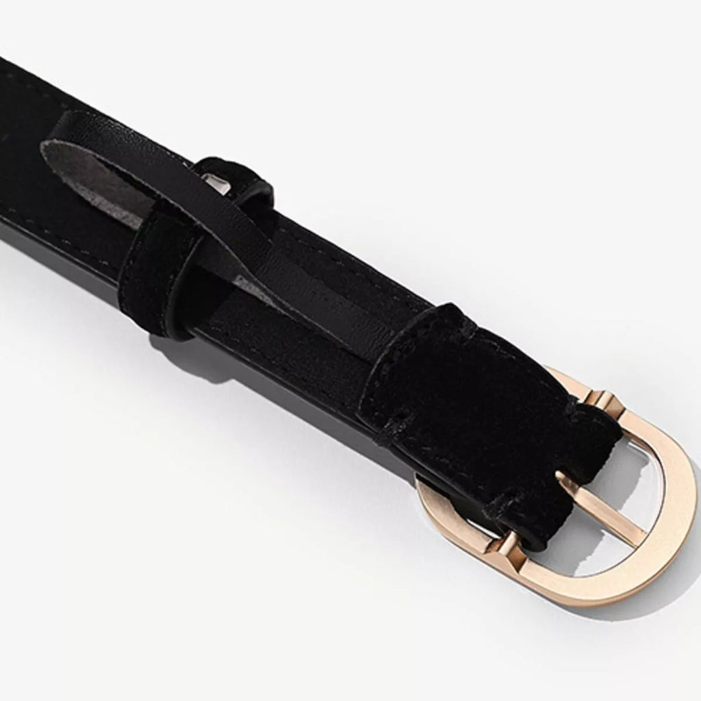 Leather Belt with Golden Buckle