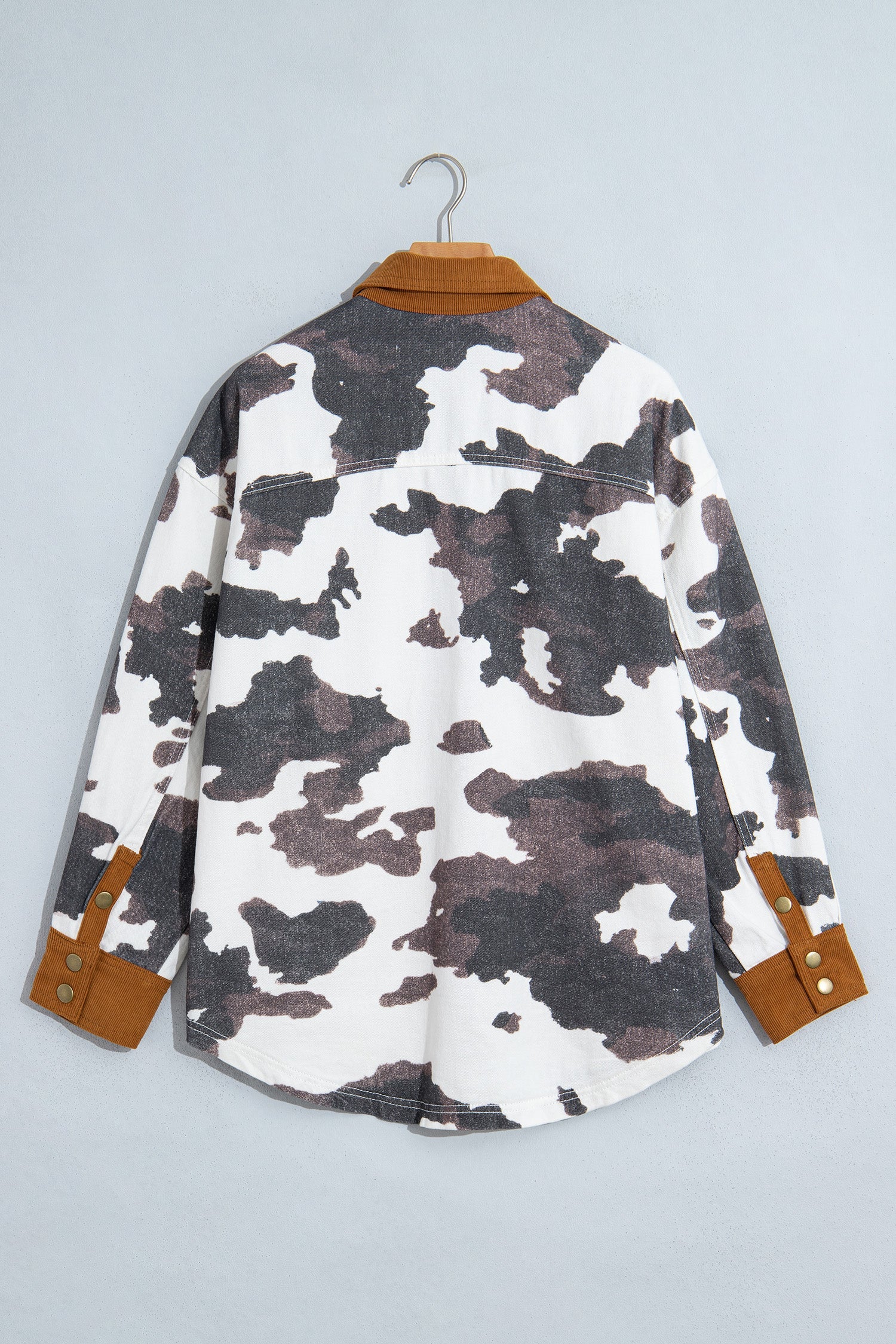 Multicolour Western Cow Print Long Sleeve Button-Up Denim Jacket
