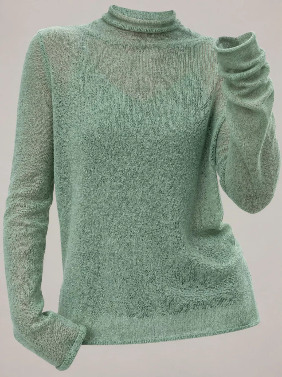 Sheer Turtleneck Knit Top