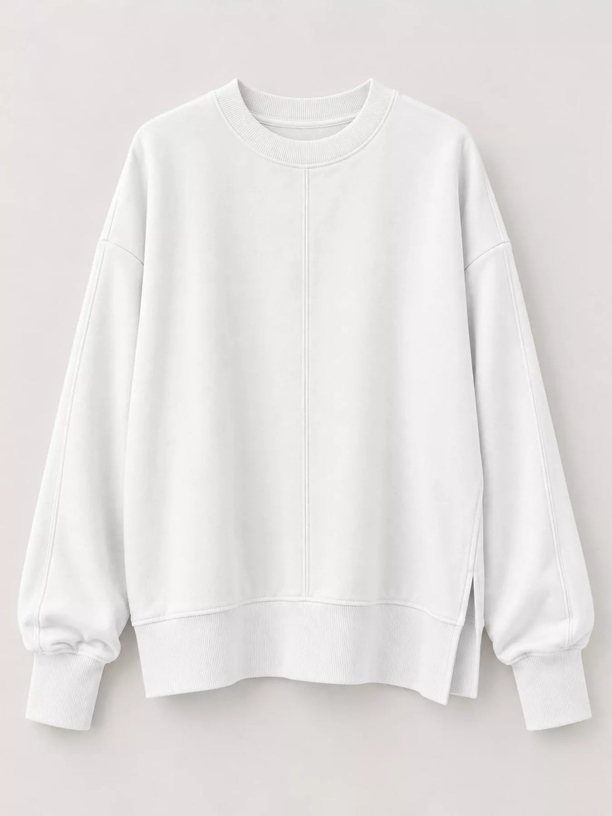 Oversized Crew Neck Sweatshirt with Side Slit