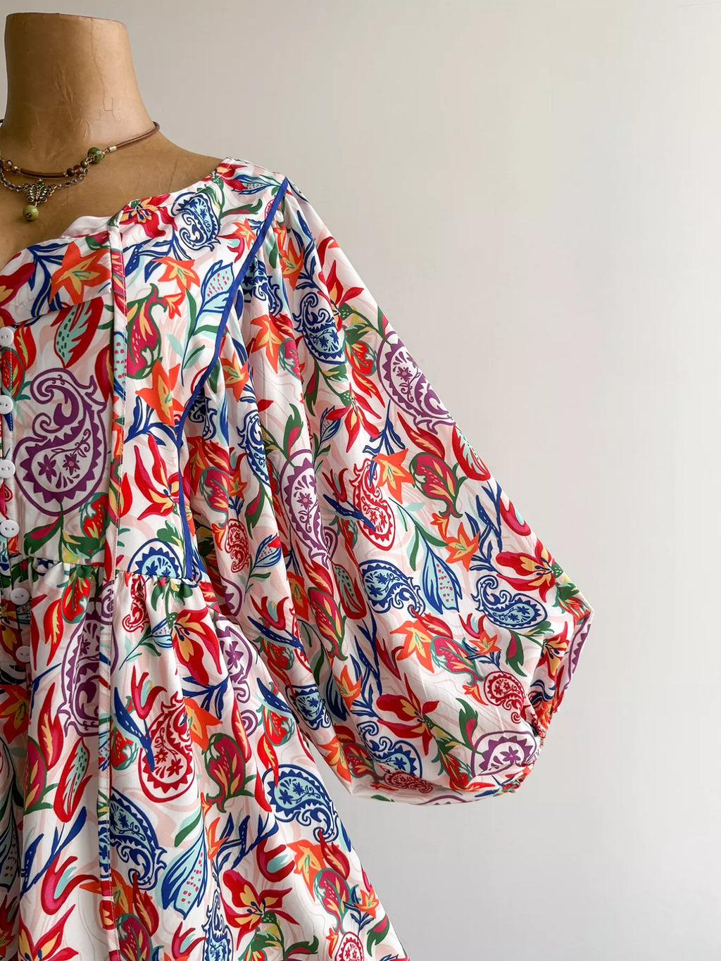 Boho Floral Print Button-Down Romper