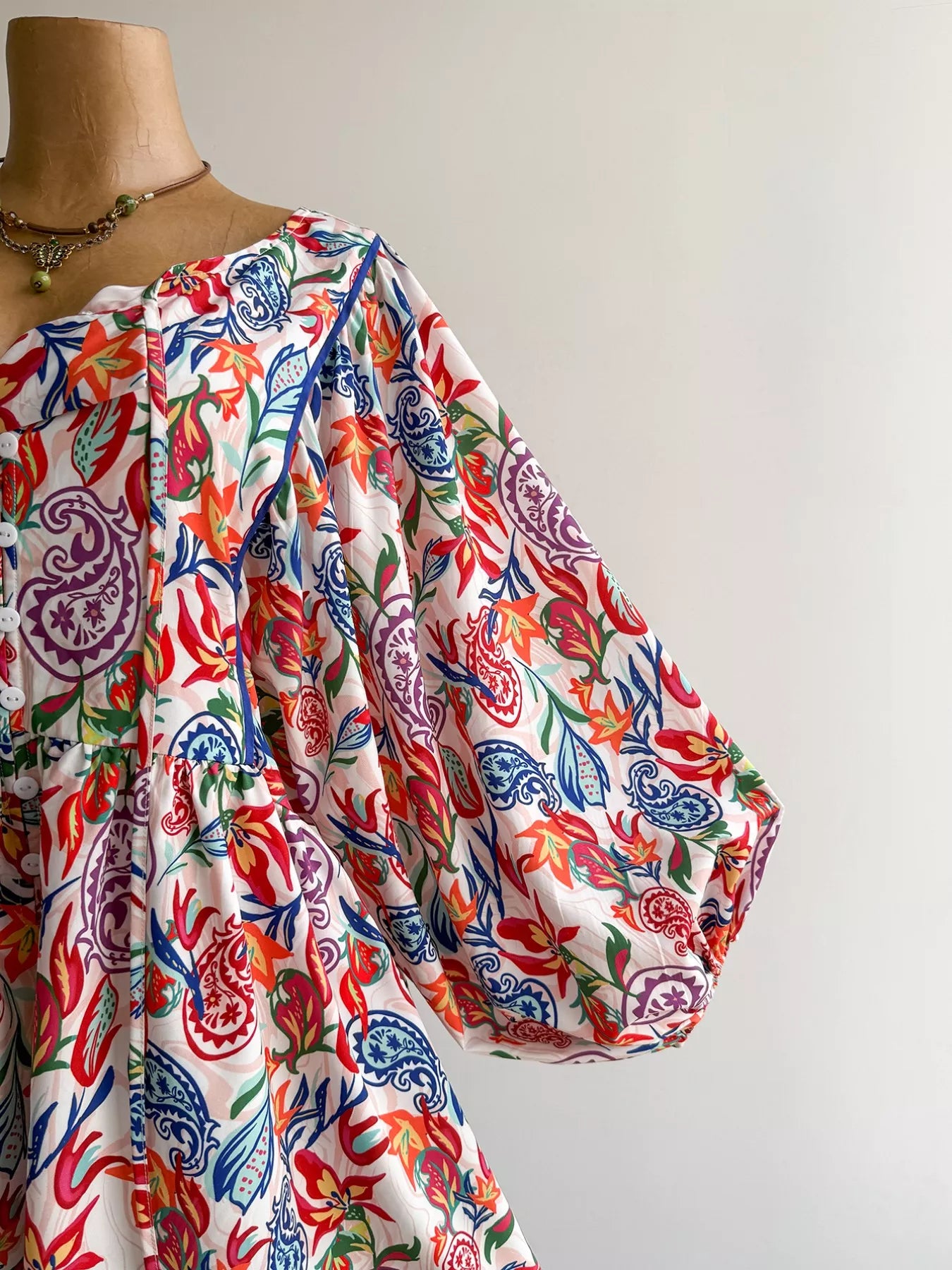 Boho Floral Print Button-Down Romper
