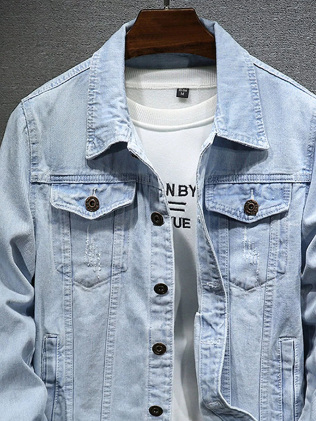 Men's Plus Size Button Up Long Sleeve Denim Jacket