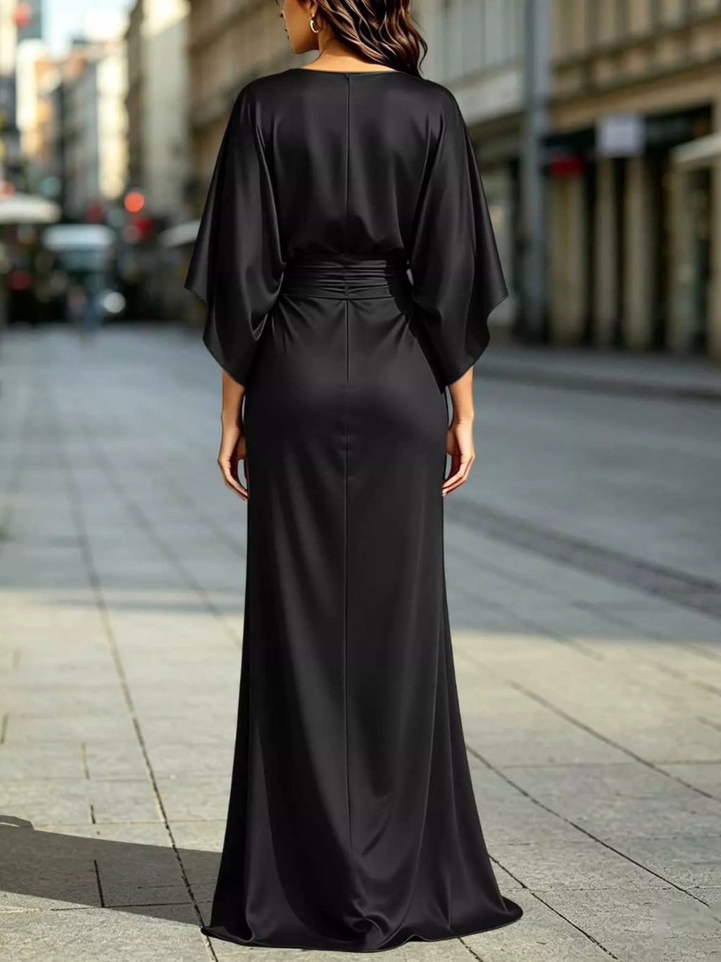 Ruched Waist Maxi Dress with Pockets
