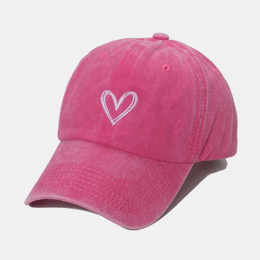 Embroidered Heart Washed Cotton Dad Baseball Cap