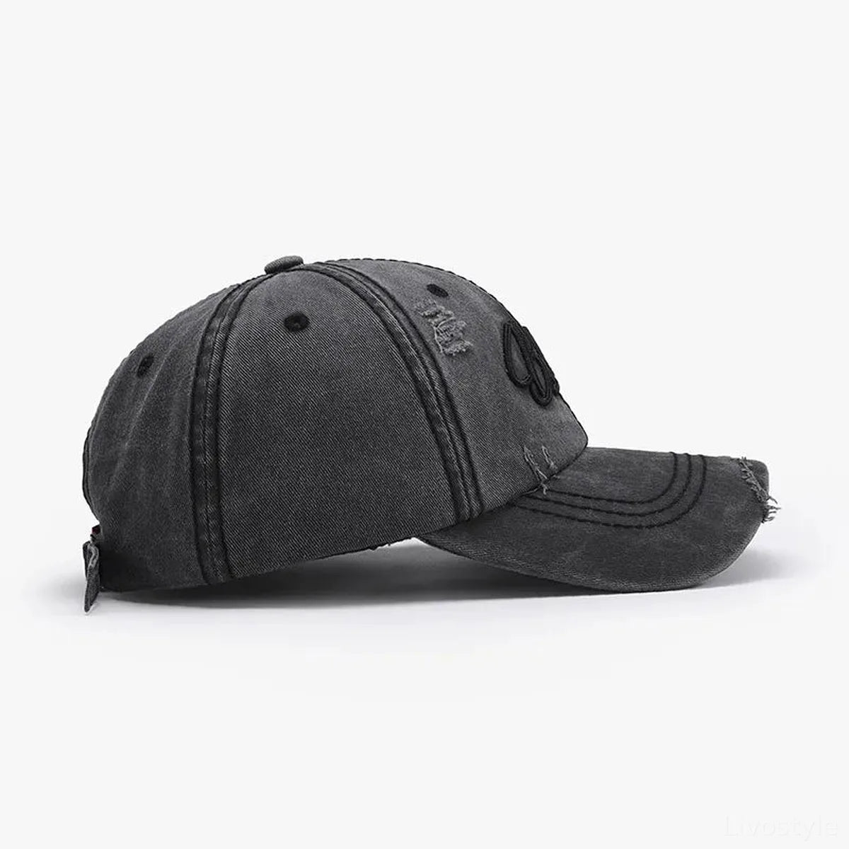 Embroidered Letter Distressed Cotton Baseball Cap