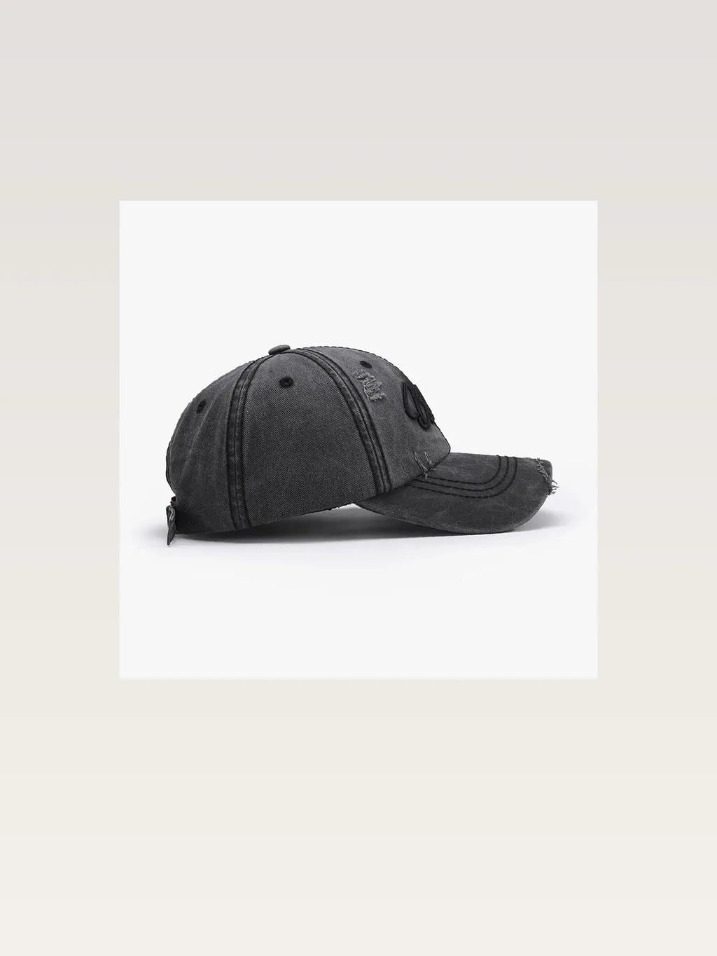 Embroidered Letter Distressed Cotton Baseball Cap