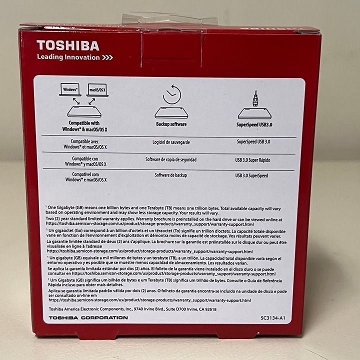 Toshiba Canvio Connect II 3TB Portable External Hard Drive USB 3.0 Black HDTC830XK3C1