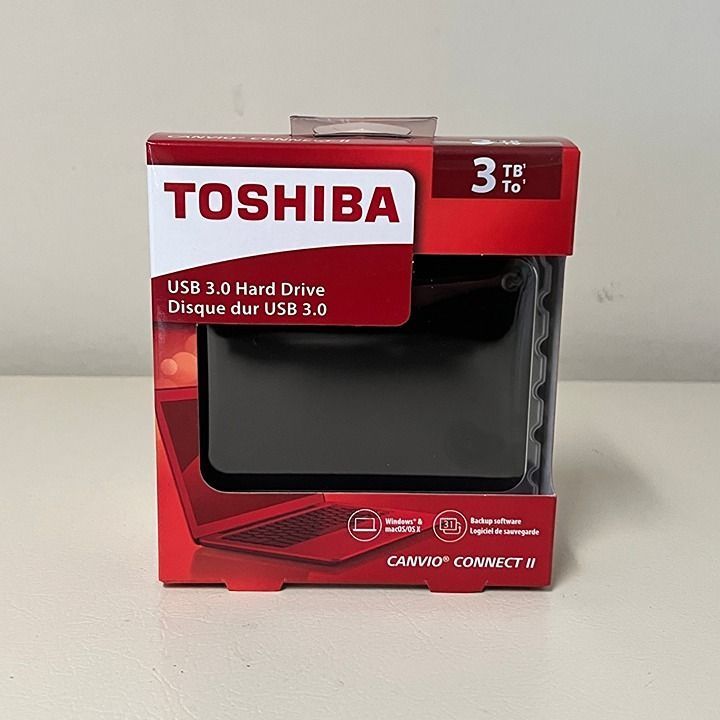 Toshiba Canvio Connect II 3TB Portable External Hard Drive USB 3.0 Black HDTC830XK3C1