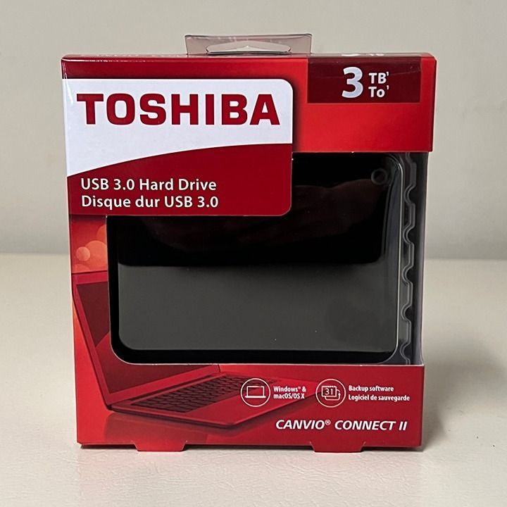 Toshiba Canvio Connect II 3TB Portable External Hard Drive USB 3.0 Black HDTC830XK3C1