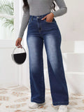 High-Waisted Washed Wide-Leg Jeans