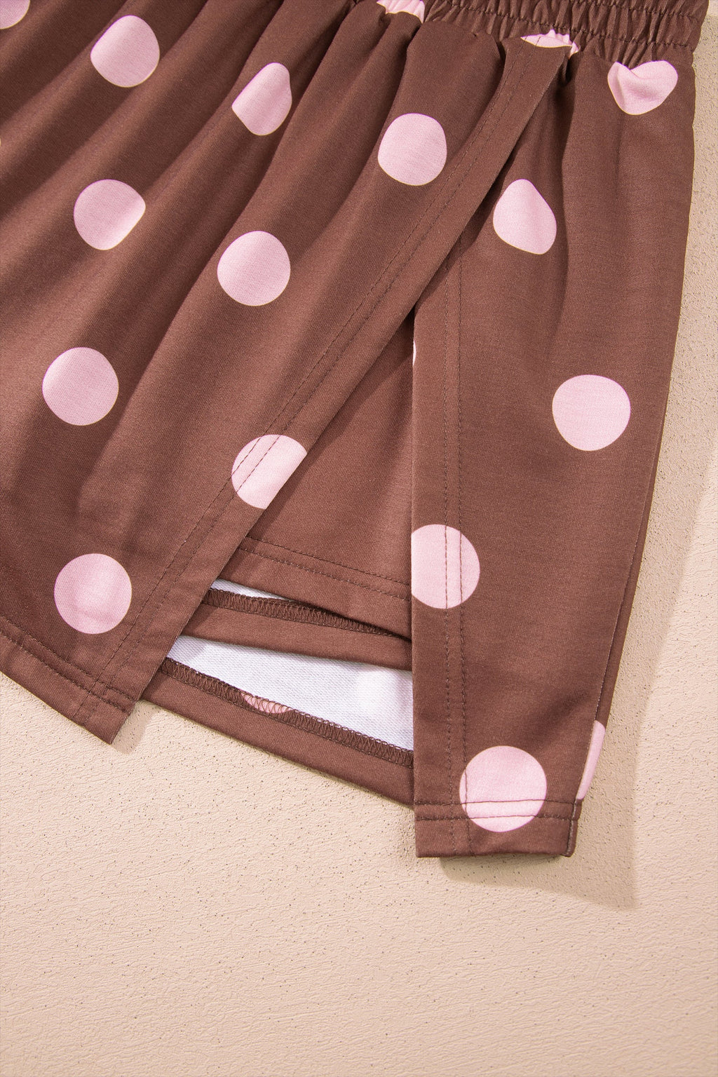 Pink Polka Dot Two Piece Set Long Sleeve Casual Skirt Set