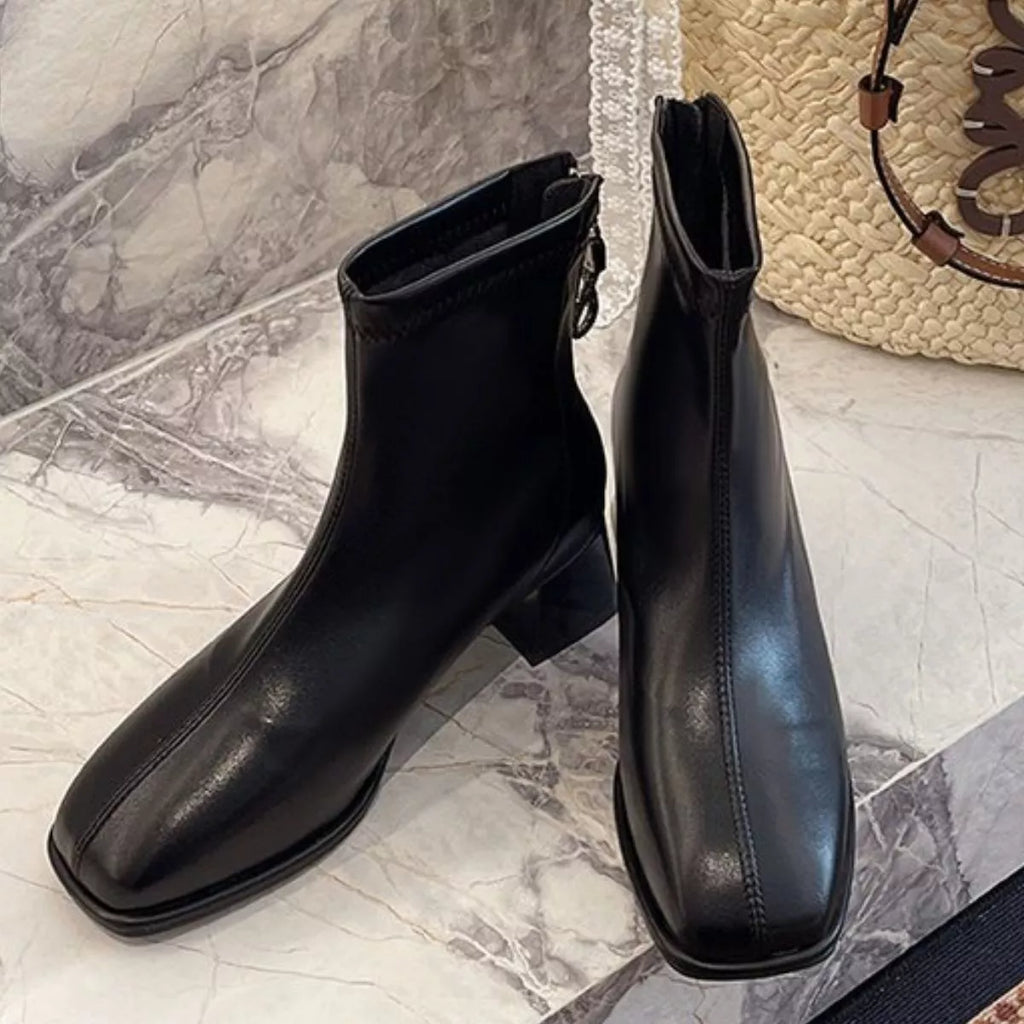 Square Toe Block Heels Boots