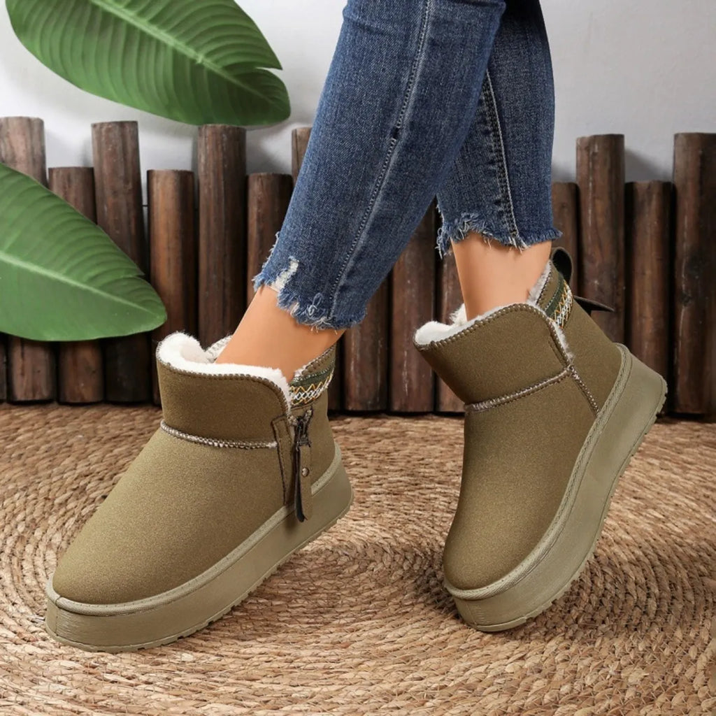 Suede Ankle Boots with Decorative Strap