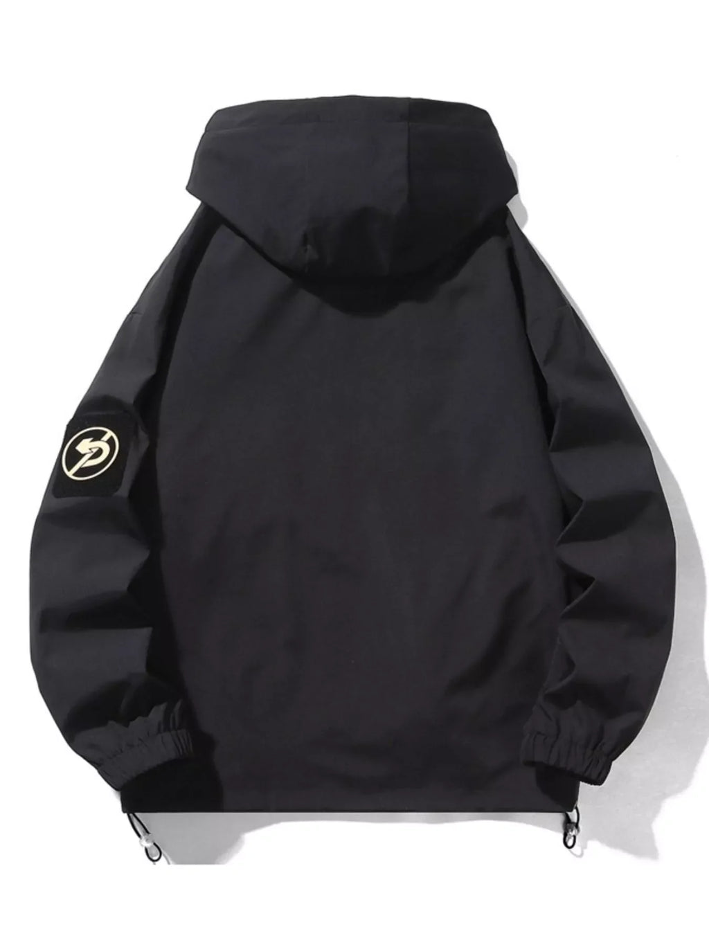 Men's Plus Size Drawstring Zip Up Hooded Jacket
