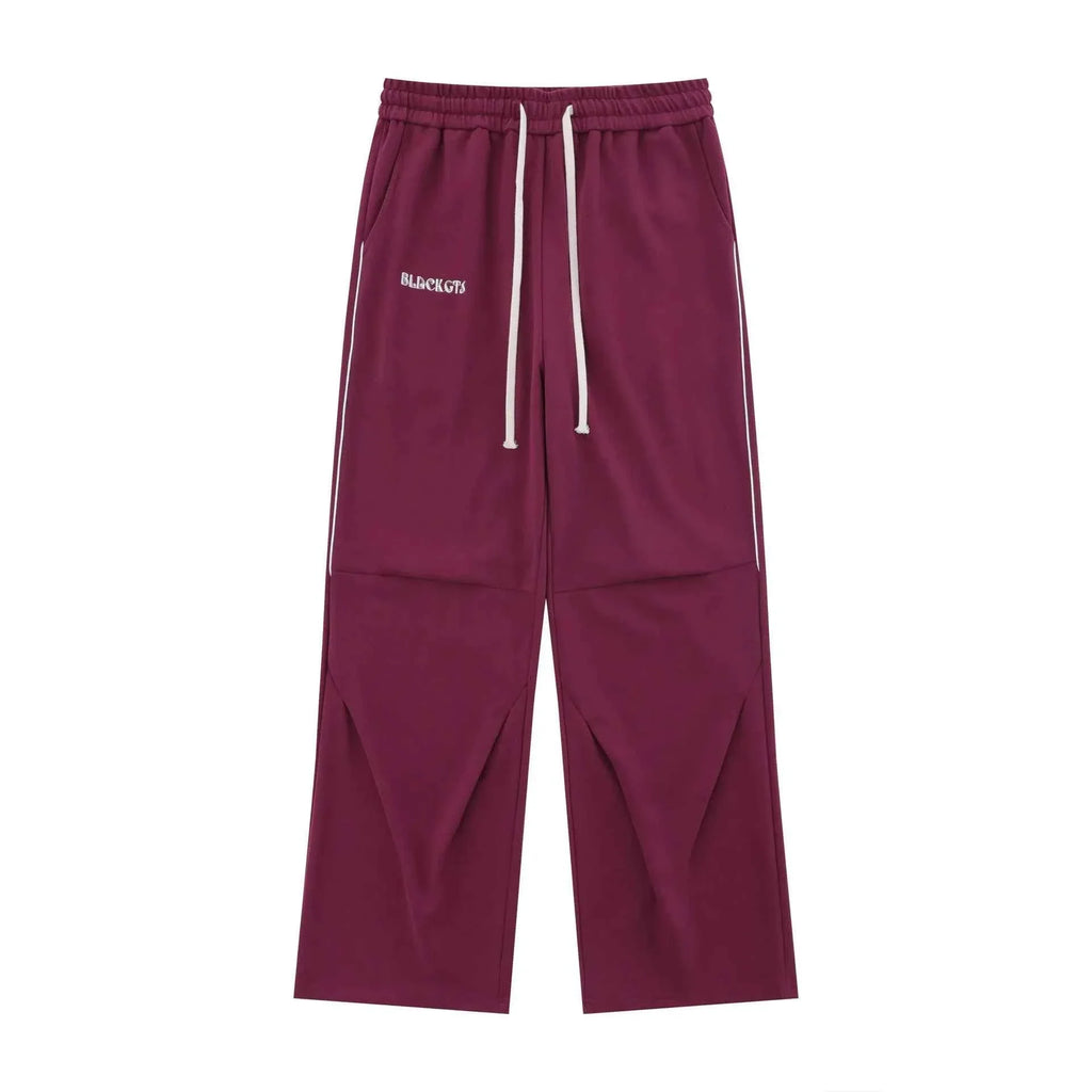 Men's Drawstring Pants with Pockets and Side Stripe