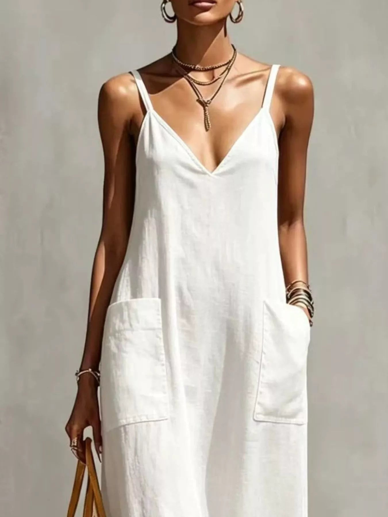 Full Size Fringe V-Neck Spaghetti Strap Dress Plus Size