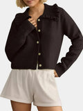 Button Up Long Sleeve Cardigan with Peter Pan Collar
