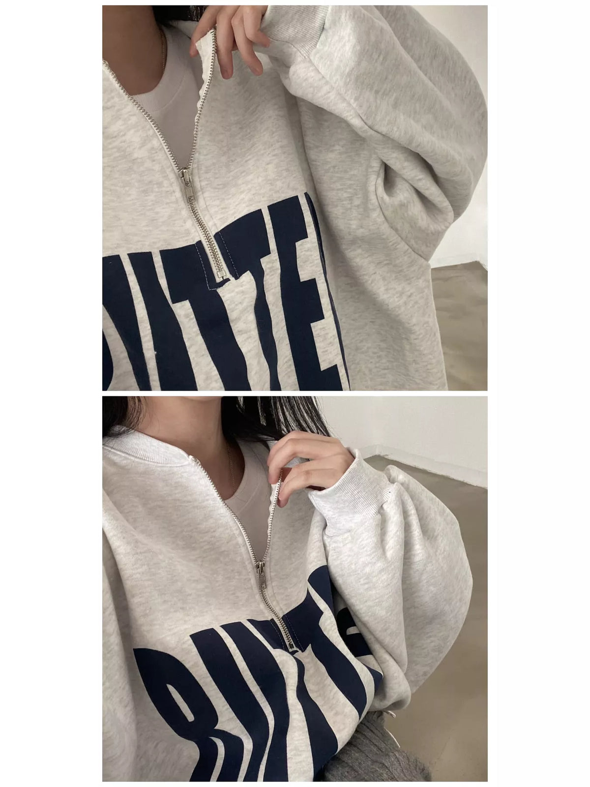 Half-Zip Letter Graphic Sweatshirt