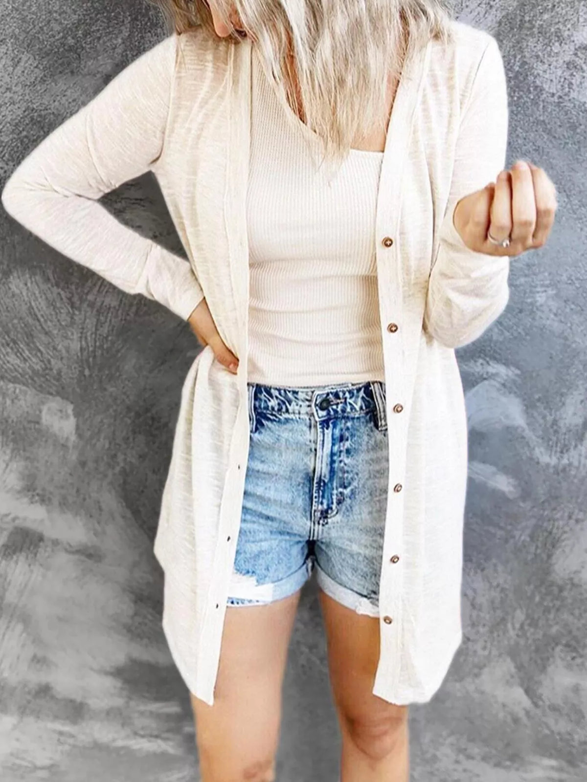Full Size Lightweight Button-Up Cardigan Plus Size