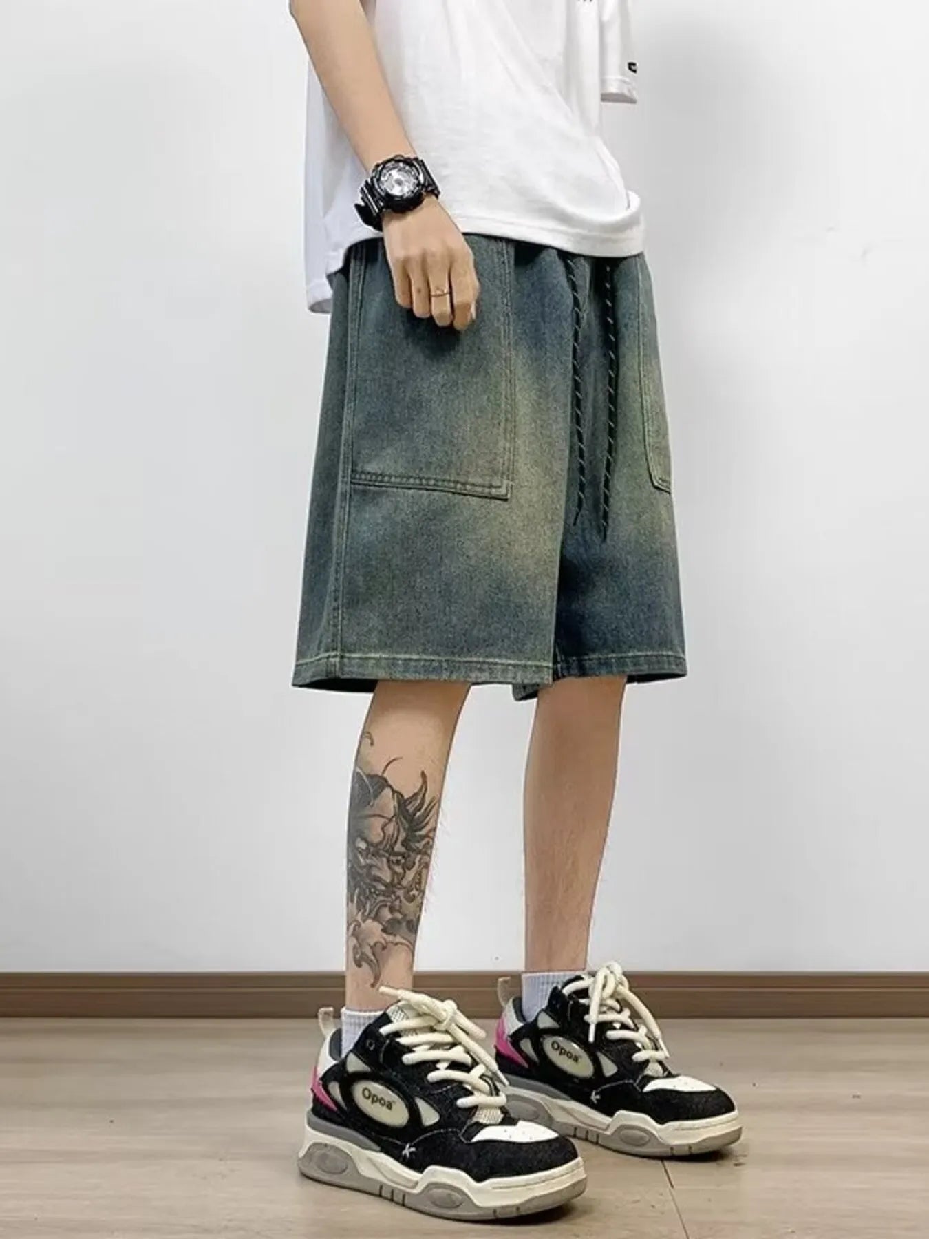 Men's Full Size Washed Loose Fit Denim Shorts Plus Size