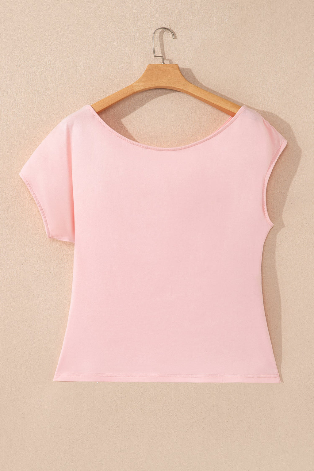 Plus Size Solid Asymmetric Neck Short Sleeve Blouse
