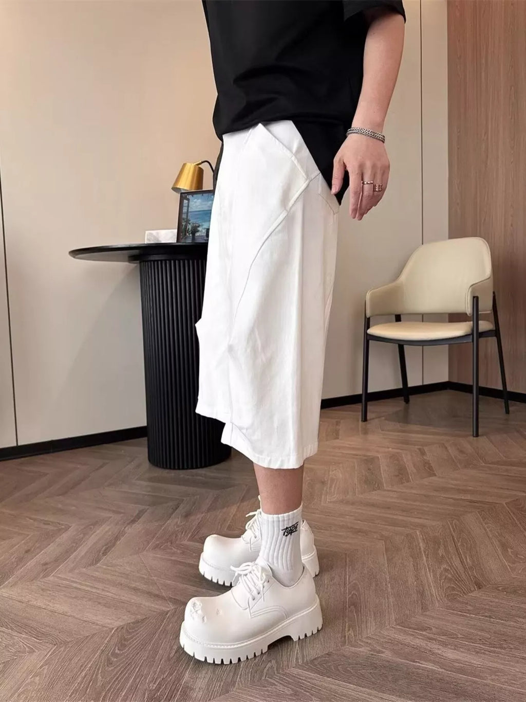 Men's Wide-Leg Cargo Cropped Pants