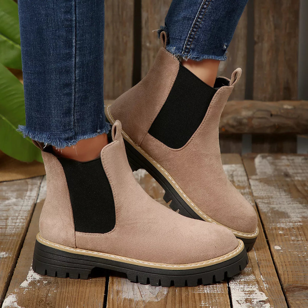 Round Toe Block Heels Boots