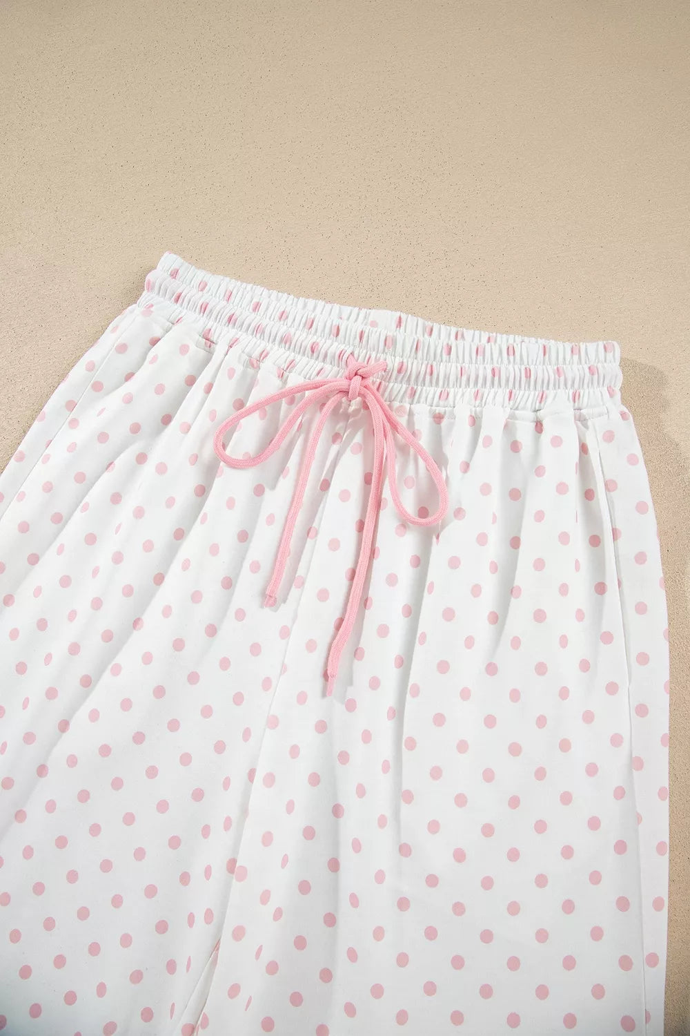 Polka Dot Cropped Sweatshirt and Wide-Leg Pants Set