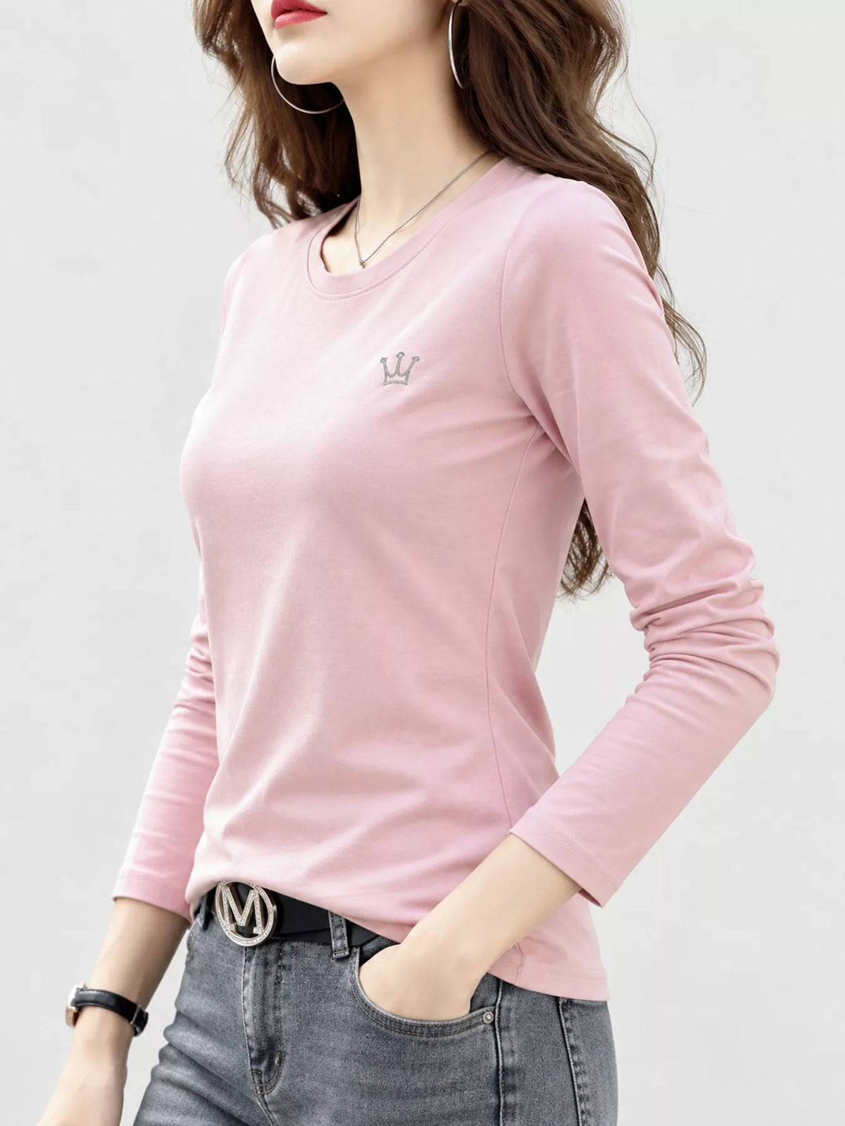 Full Size Crown Long Sleeve T-Shirt Plus Size