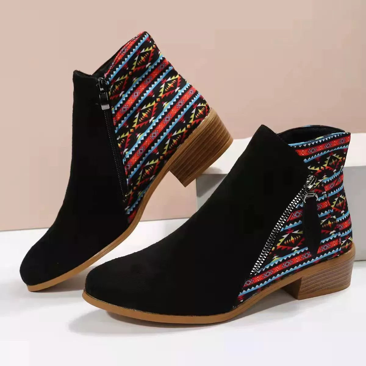 Point Toe Block Heels Boots