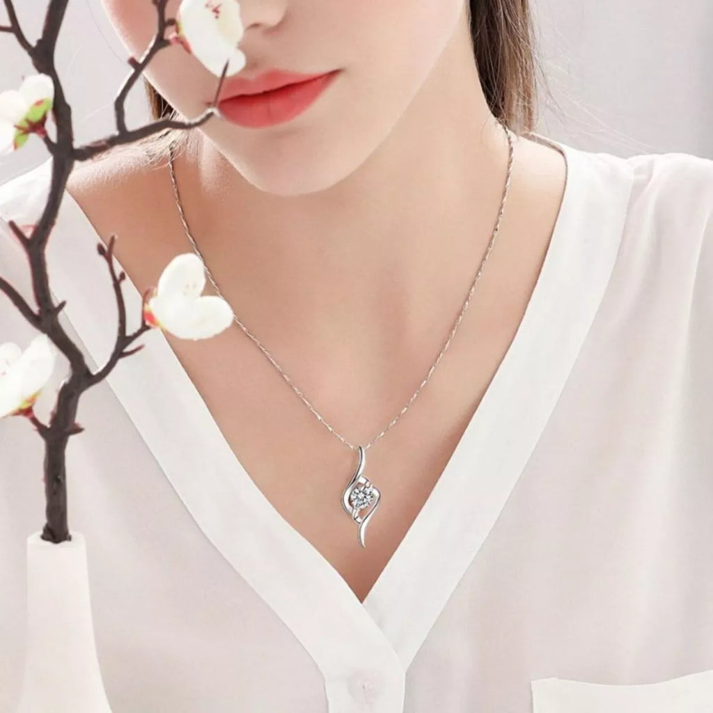 1 Carat Moissanite 925 Sterling Silver Pendant Necklace