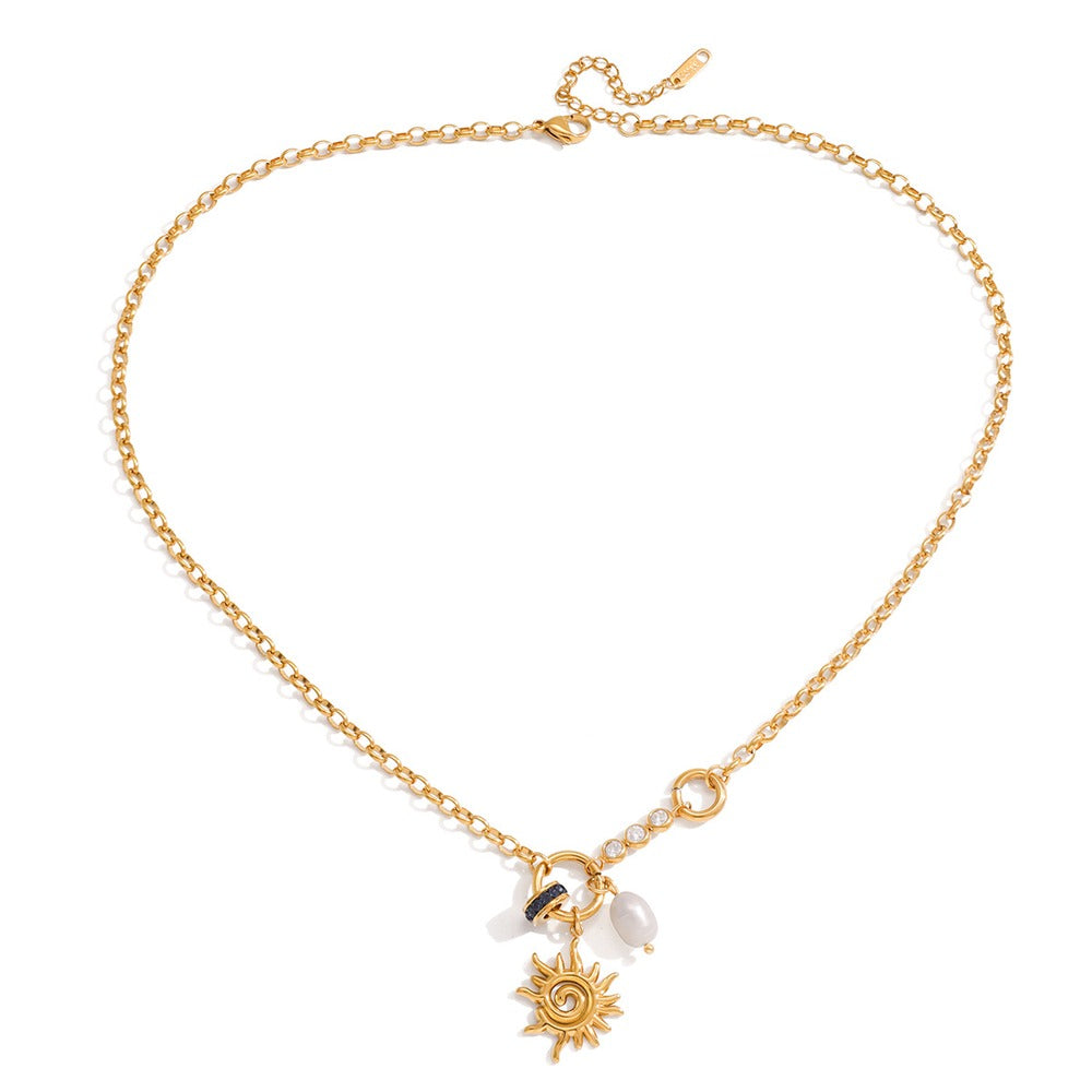 Spiral Sun Pearl Necklace