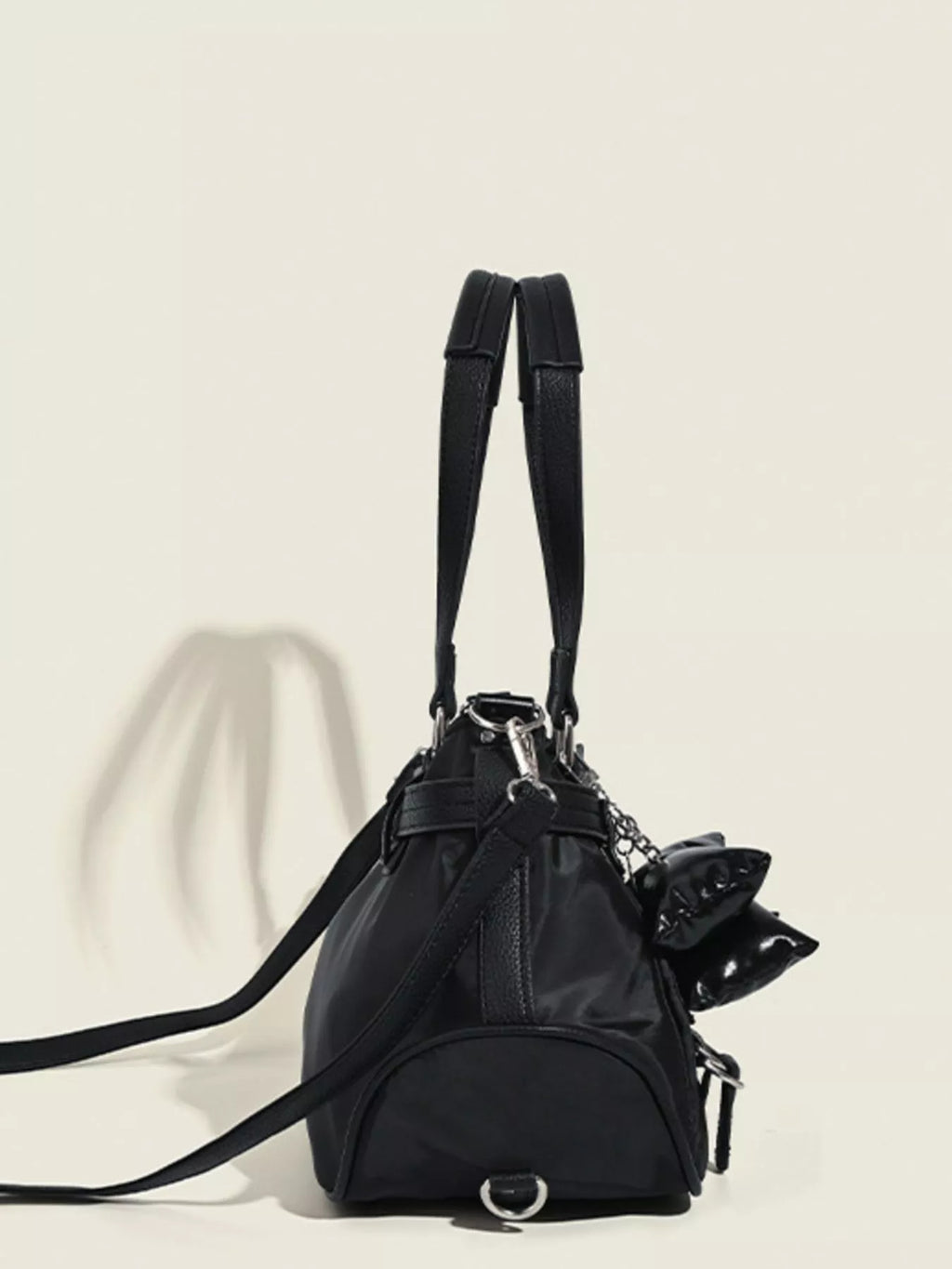 Buckle Decor Leather Handbag