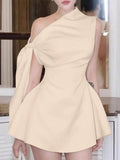 One-Shoulder Bowknot Mini Dress