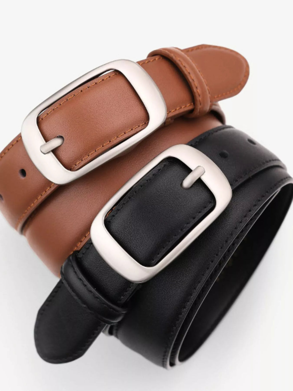 Classic Leather Belt with Silver Buckle