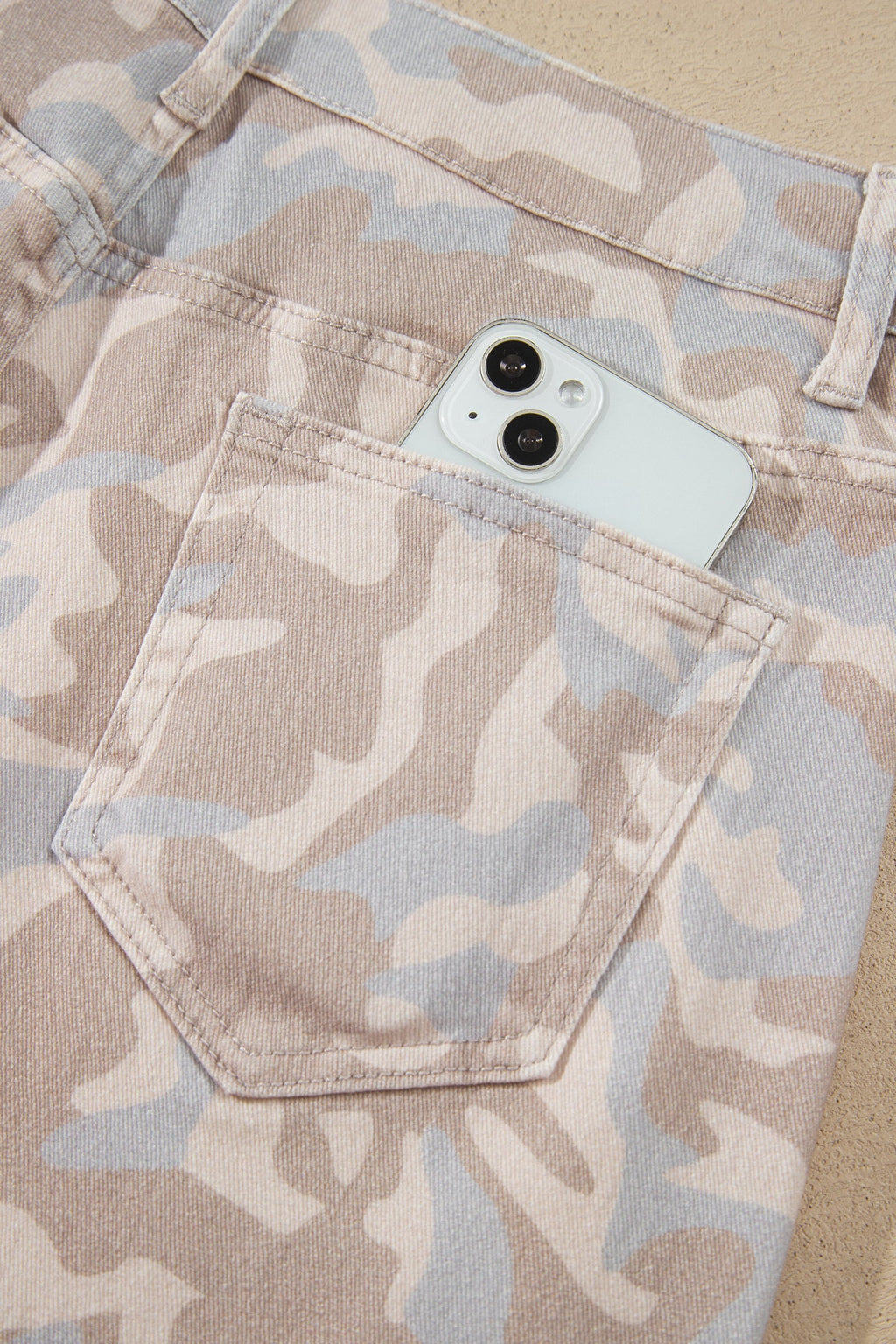 Khaki Camouflage Pattern Pocket Rivet Detail Ankle-Length Harem Fit Jeans