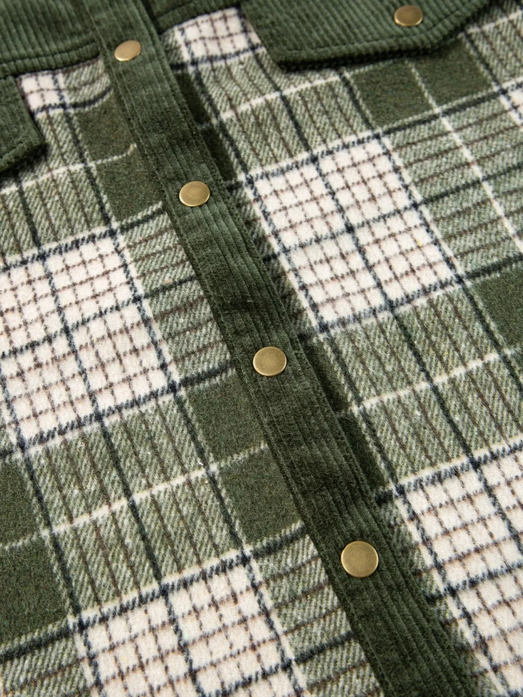 Plaid Button-Up Long Sleeve Shacket with Chest Pockets