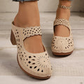 Hollow-Out Block Heels Sandals