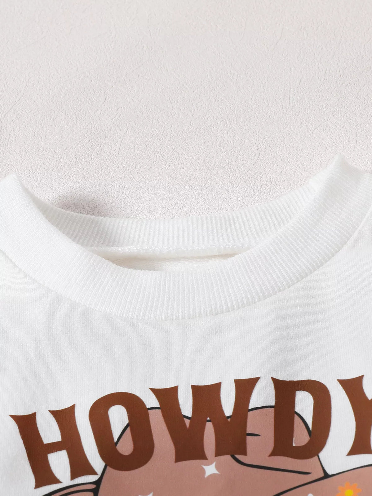 Children's Howdy Pumpkin Graphic Long Sleeve Sweatshirt and Ribbed Bell Pants Set