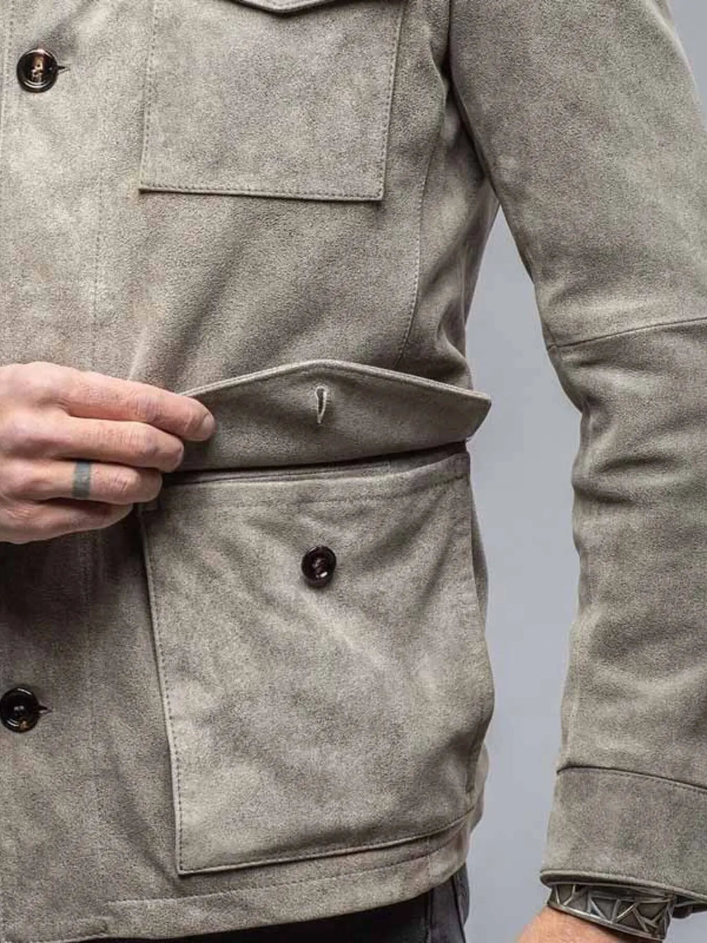 Men's Full Size Multi-Pocket Long Sleeve Jacket Plus Size