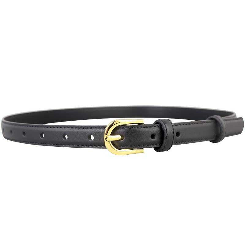 Leather Belt with Golden Buckle