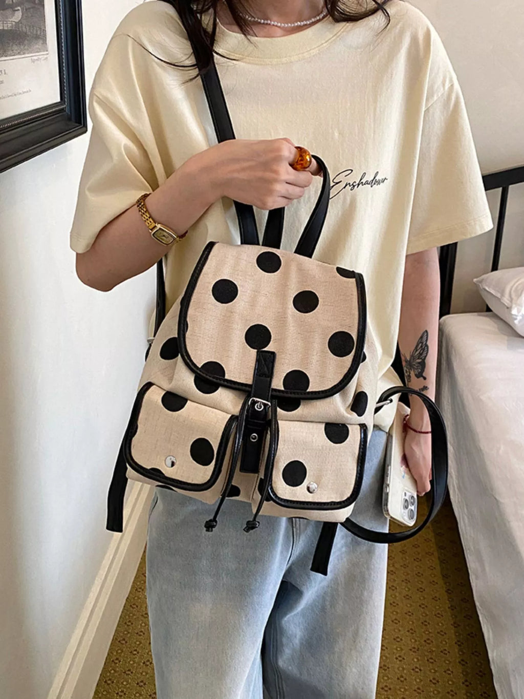 Polka Dot Backpack Bag