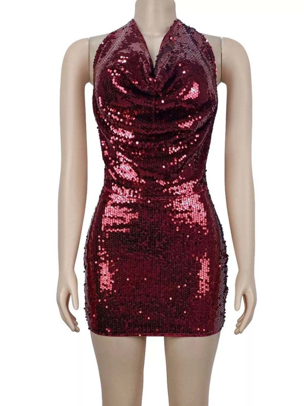 Sequin Halter Neck Crop Top and Mini Skirt Two-Piece Set
