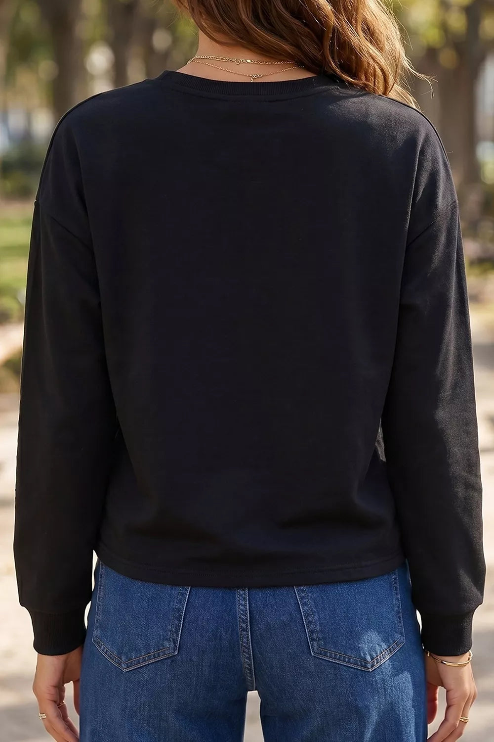 Rhinestone Pumpkin Long Sleeve Sweatshirt