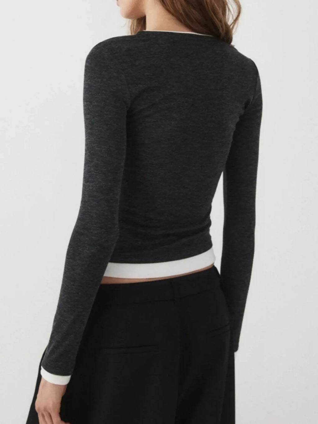 Layered Look Long-Sleeve Slim-Fit T-Shirt
